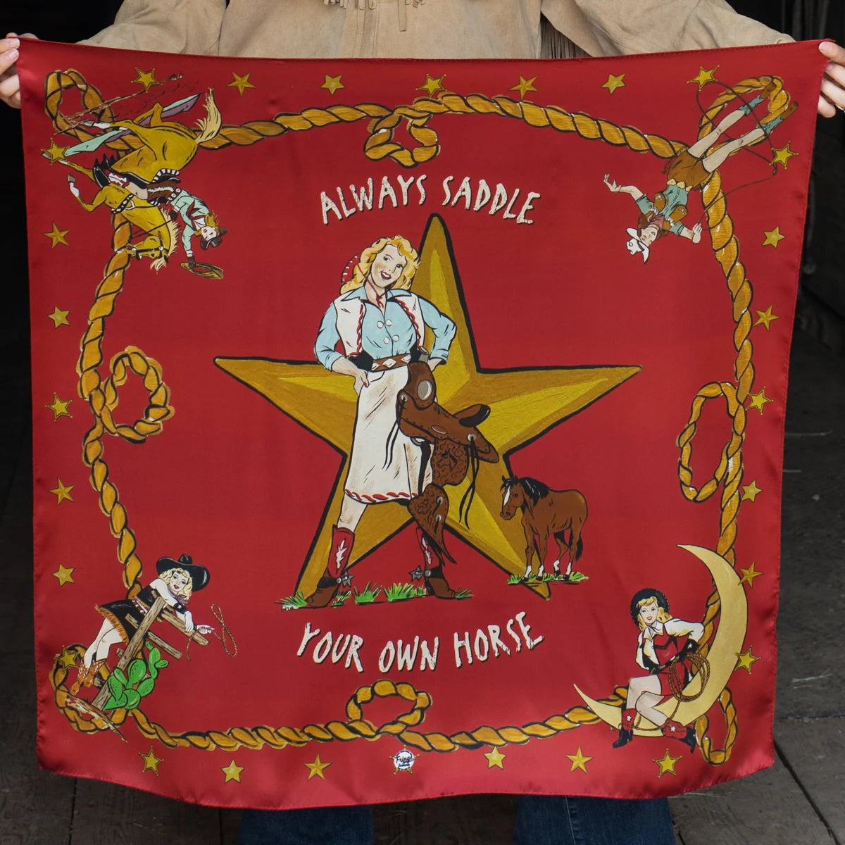 ALWAYS SADDLE YOUR OWN HORSE - LONG TALL SCARF - Red