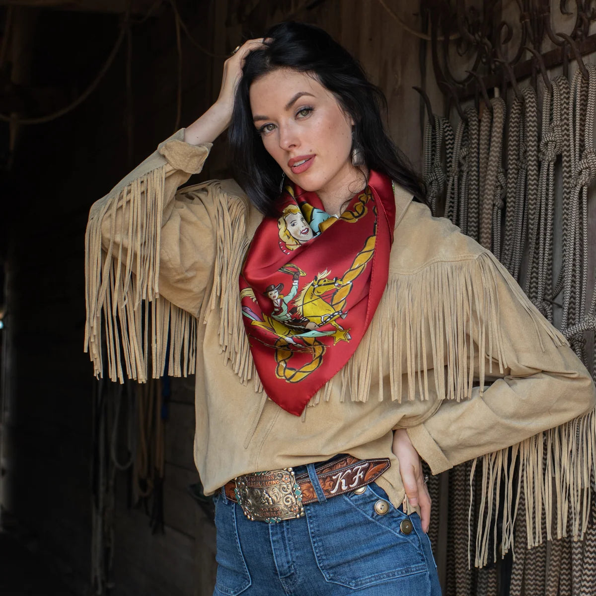 ALWAYS SADDLE YOUR OWN HORSE - LONG TALL SCARF - Red