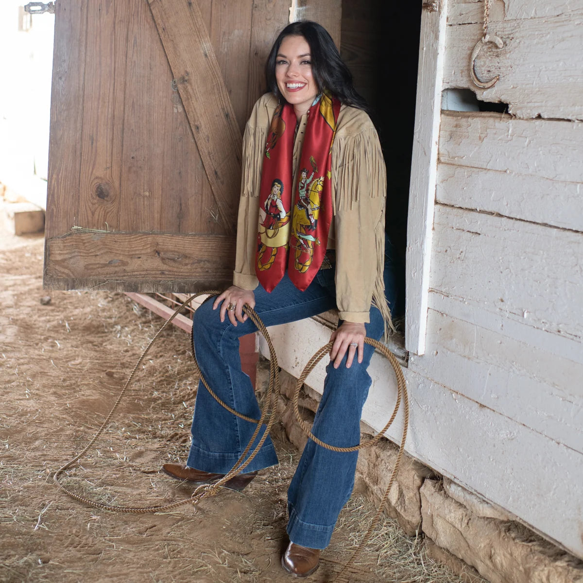ALWAYS SADDLE YOUR OWN HORSE - LONG TALL SCARF - Red