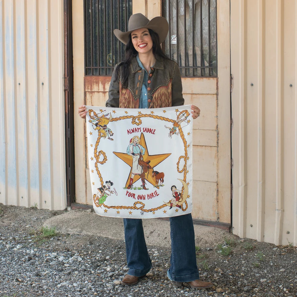 ALWAYS SADDLE YOUR OWN HORSE - LONG TALL SCARF - Off White