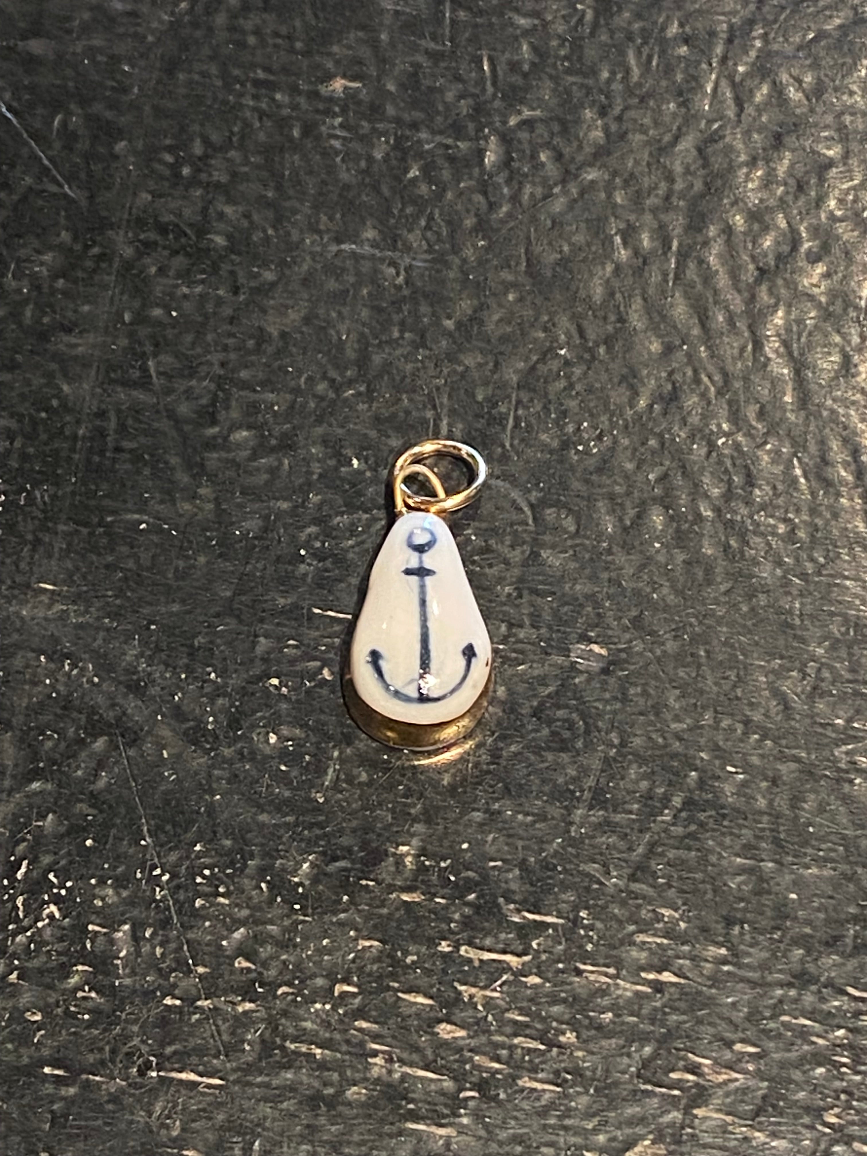 Anchor Charm - Small Teardrop - Navy