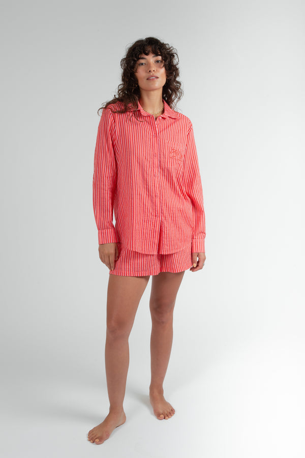 Biarritz Stripe Pajama Shirt - Red