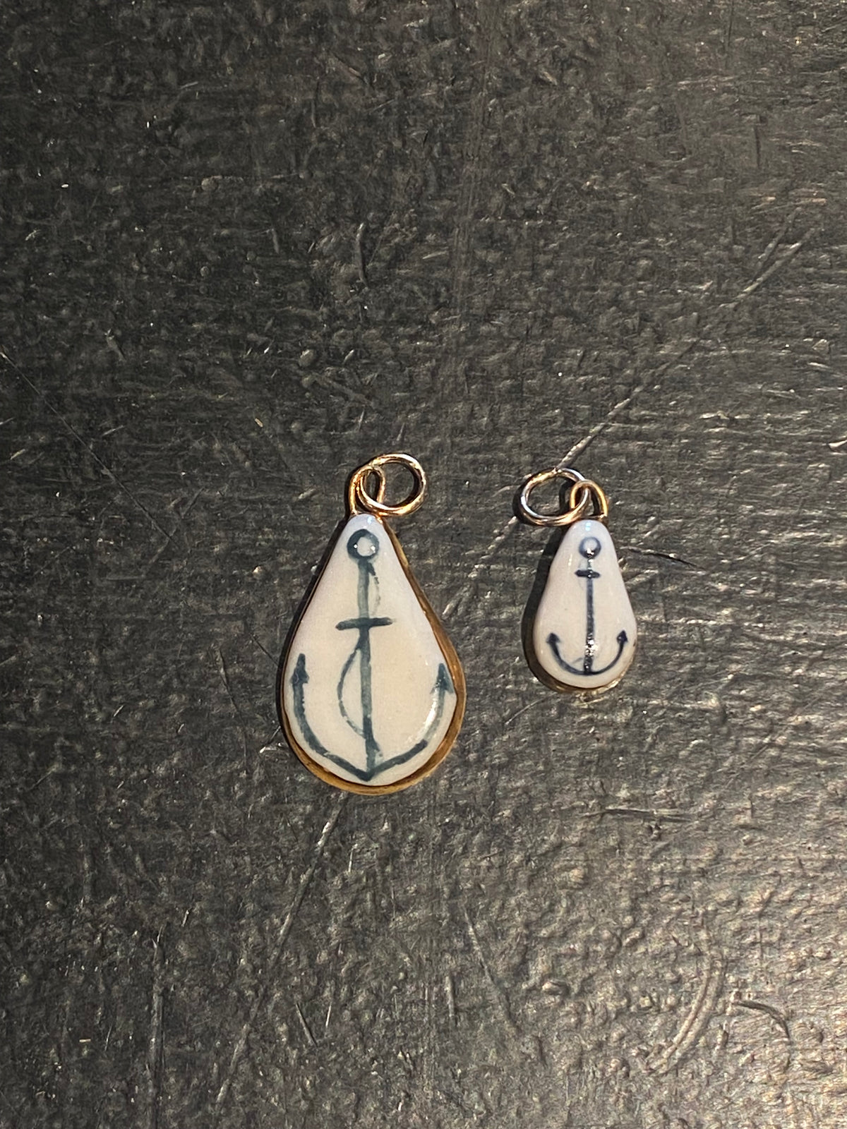 Anchor Charm - Small Teardrop - Navy