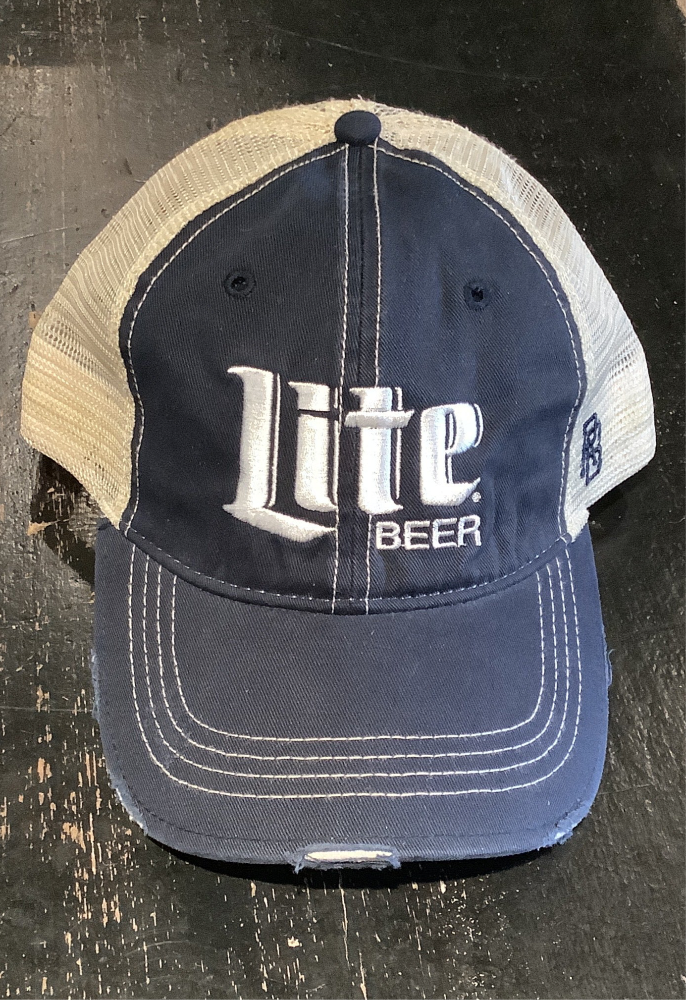 Lite Beer Snapback Trucker Hat - Navy