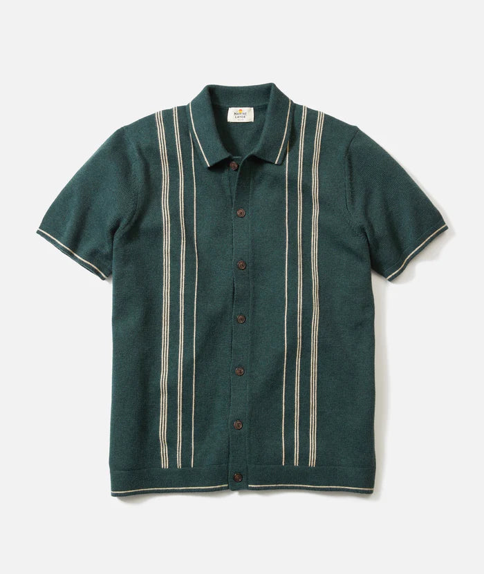 Barry Sweater Button Down - Green Gables/Cream