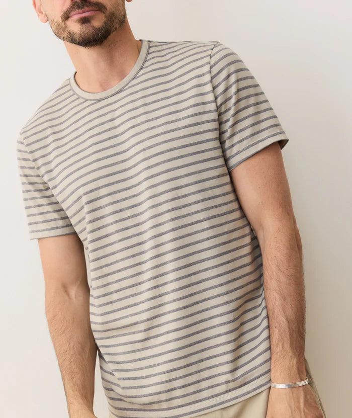 Signature Jacquard Crew Tee - Abbey Stone/India Ink