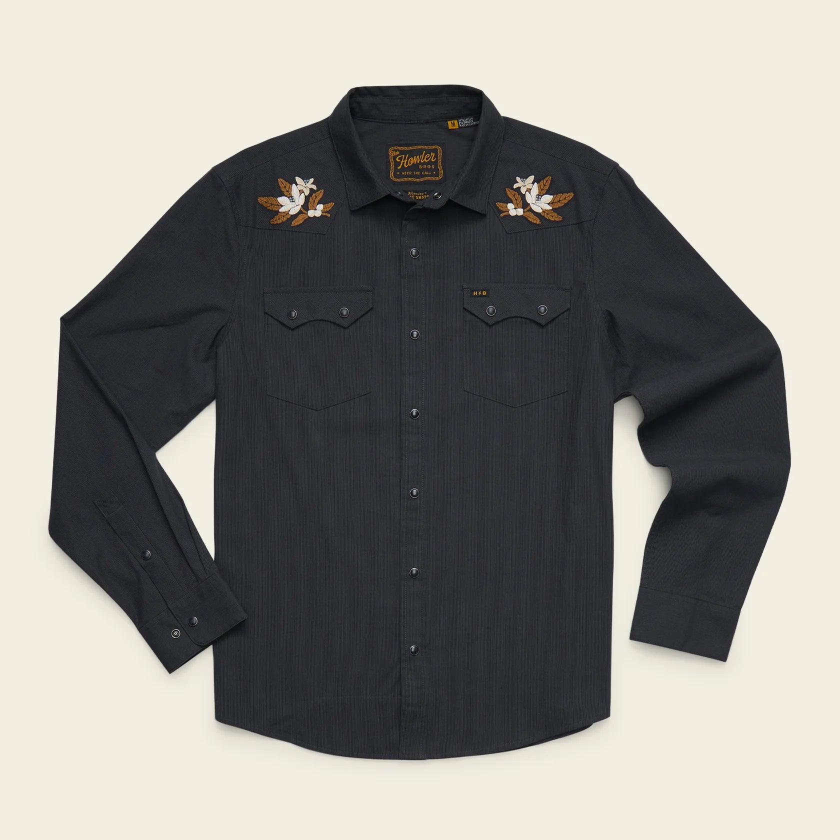 Crosscut Deluxe Snapshirt - Orange Blossoms : Antique Black