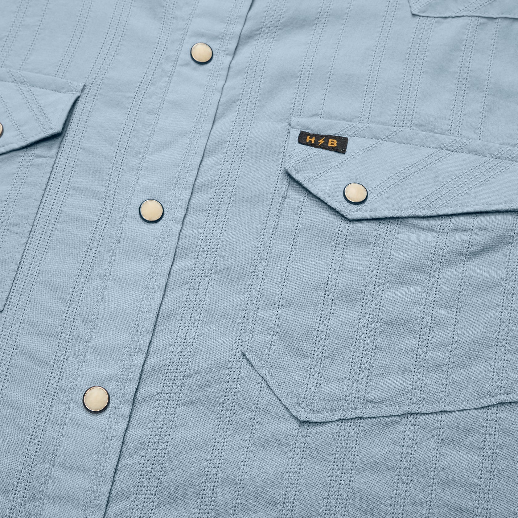 H Bar B Snapshirt - Eyelet Stripe : Sky Blue