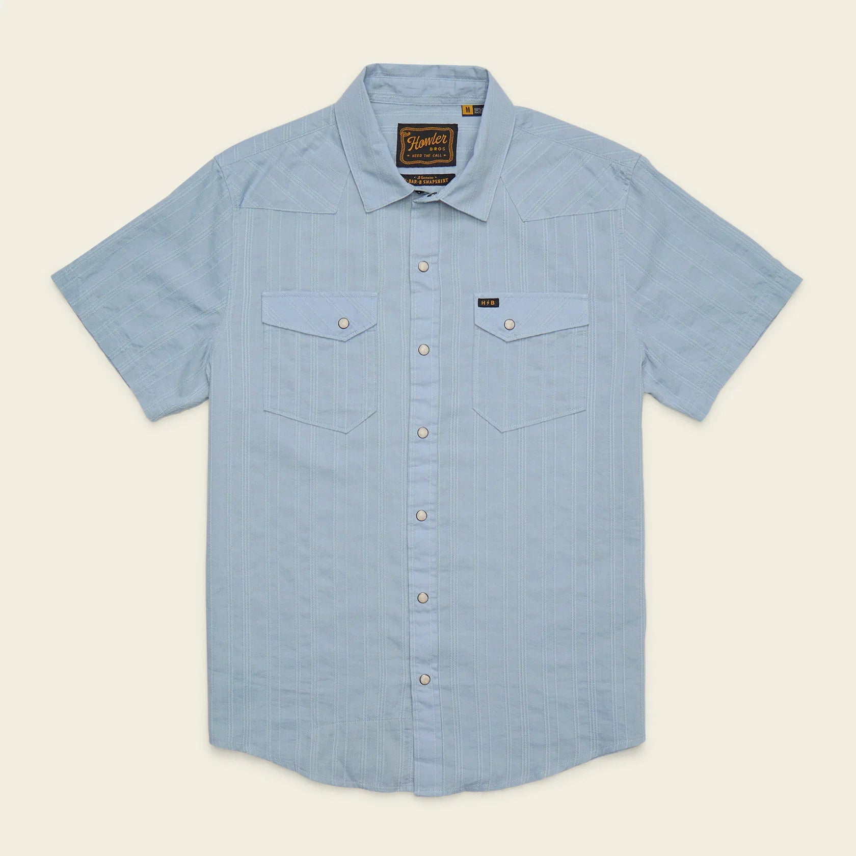 H Bar B Snapshirt - Eyelet Stripe : Sky Blue