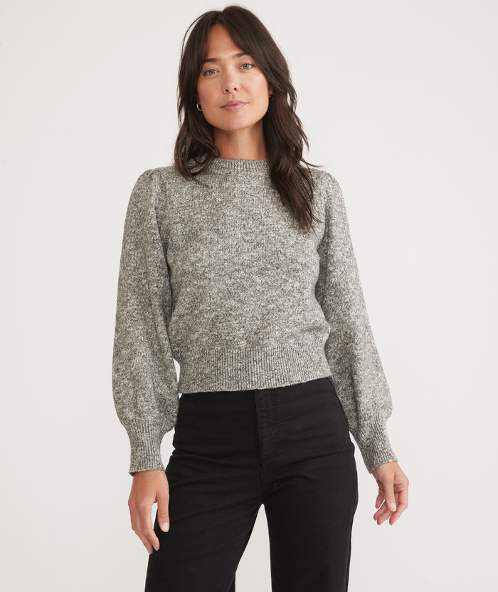 Alma Puff Sleeve Sweater in Charcoal Heather