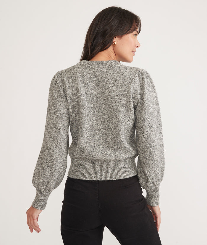 Alma Puff Sleeve Sweater in Charcoal Heather