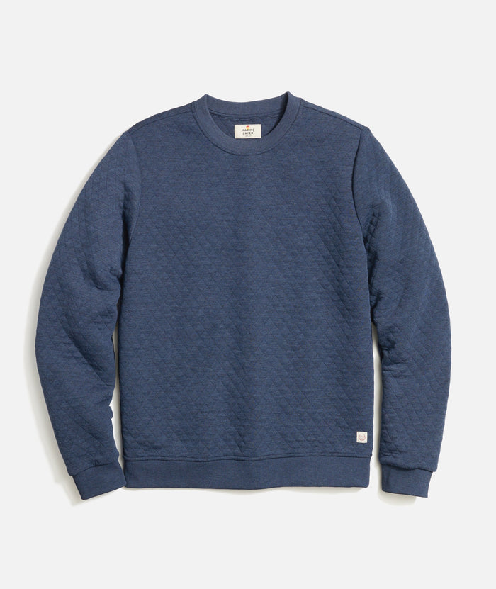 Corbet Quilted Crewneck in Navy Heather