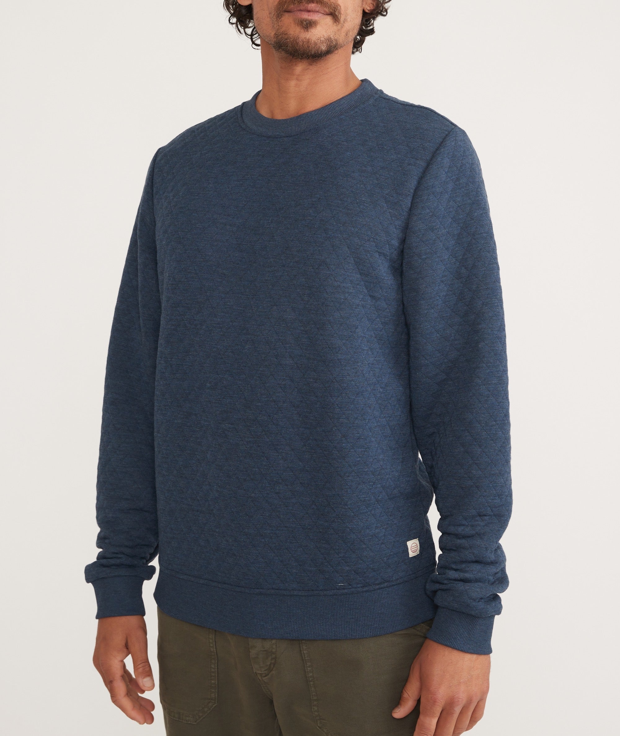 Corbet Quilted Crewneck in Navy Heather