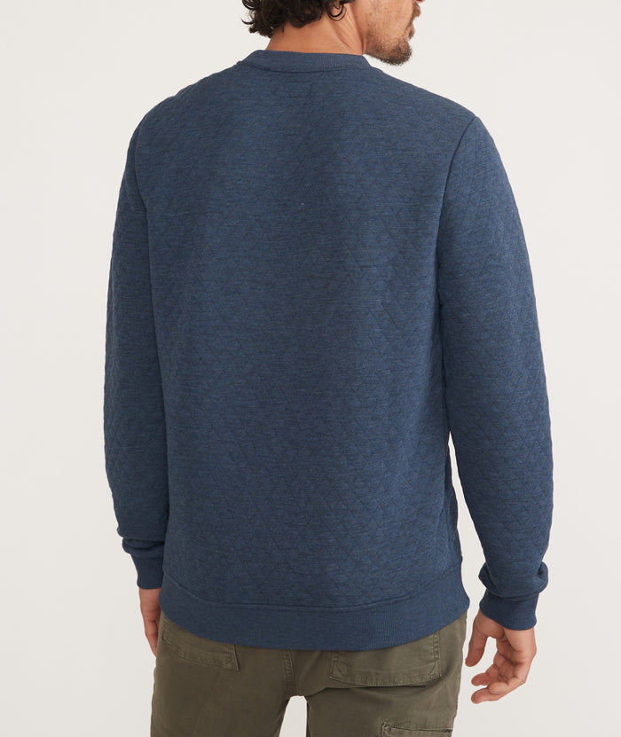 Corbet Quilted Crewneck in Navy Heather