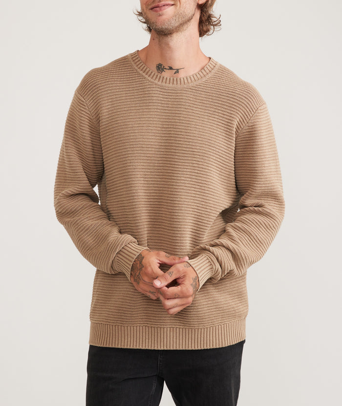 Garment Dye Crew Sweater in Toasted Coconut