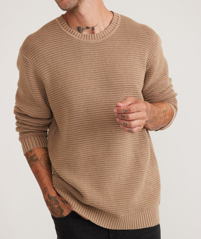 Garment Dye Crew Sweater in Toasted Coconut