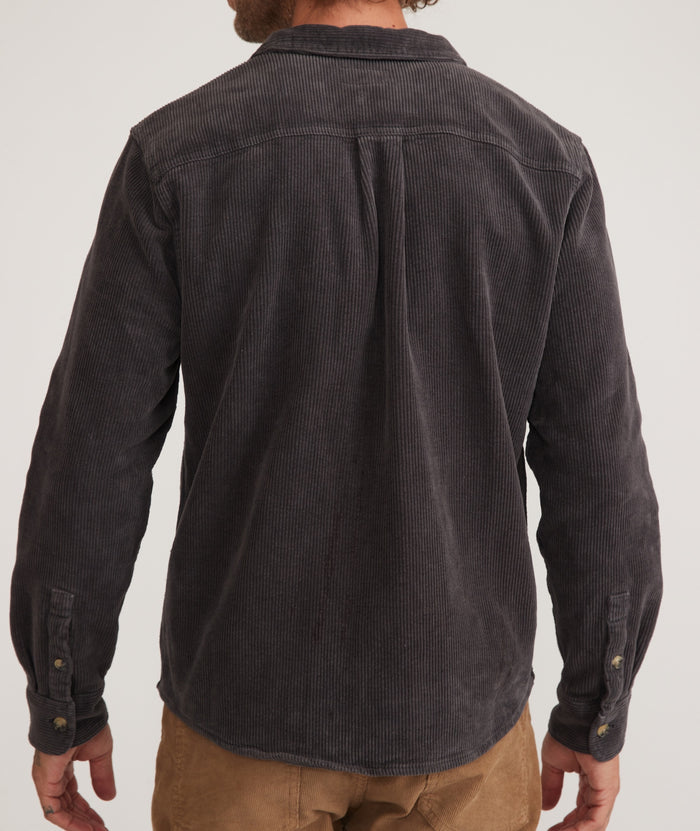 Max Broken In Corduroy Overshirt in Faded Black