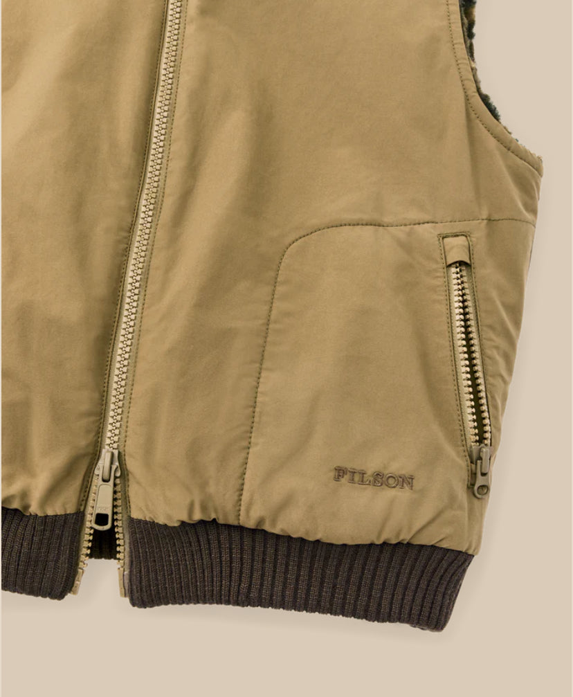 Women's Reversible Woolly Fleece Vest - Tan