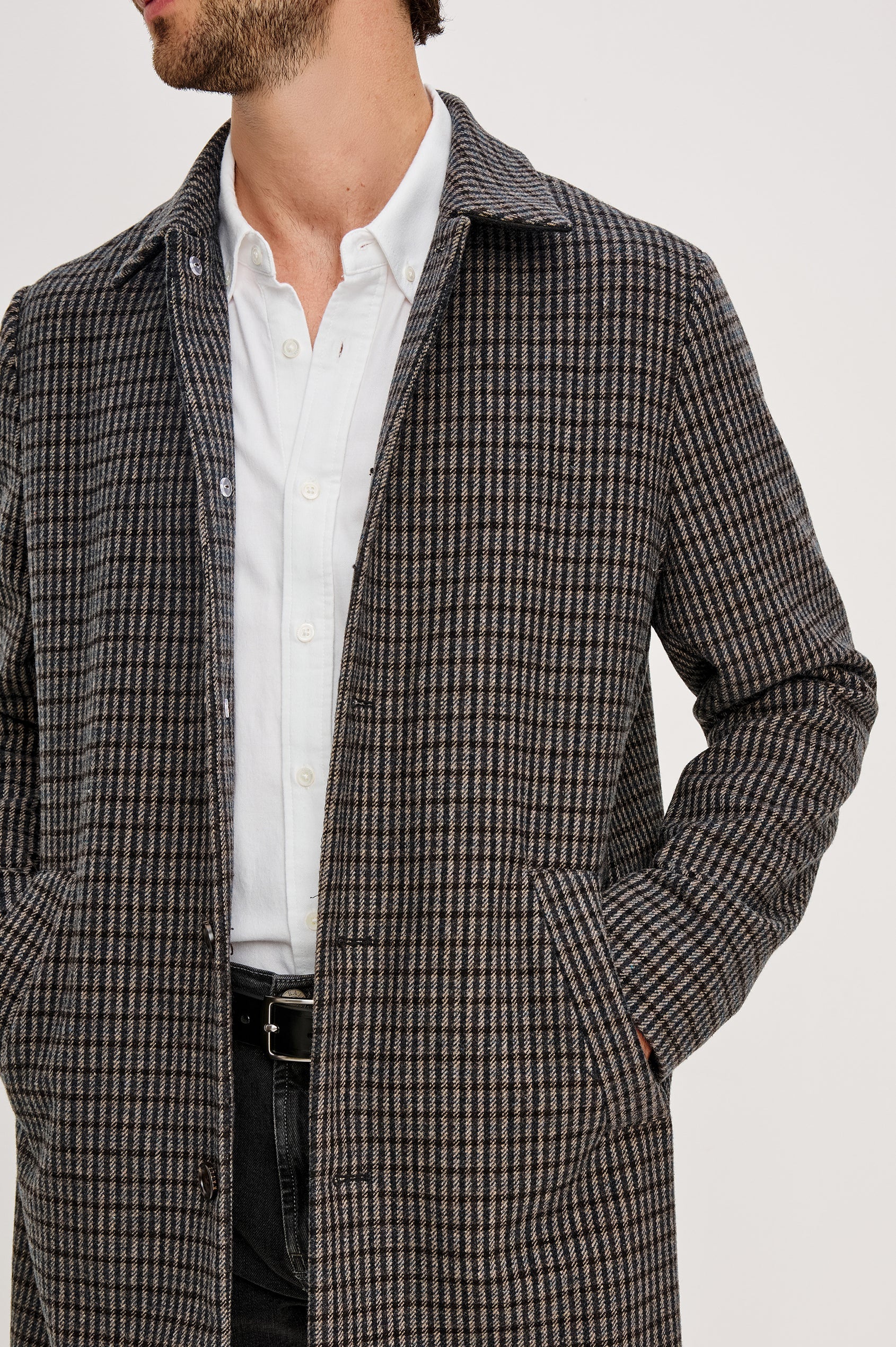 Hockney Overcoat Grey Check Plaid