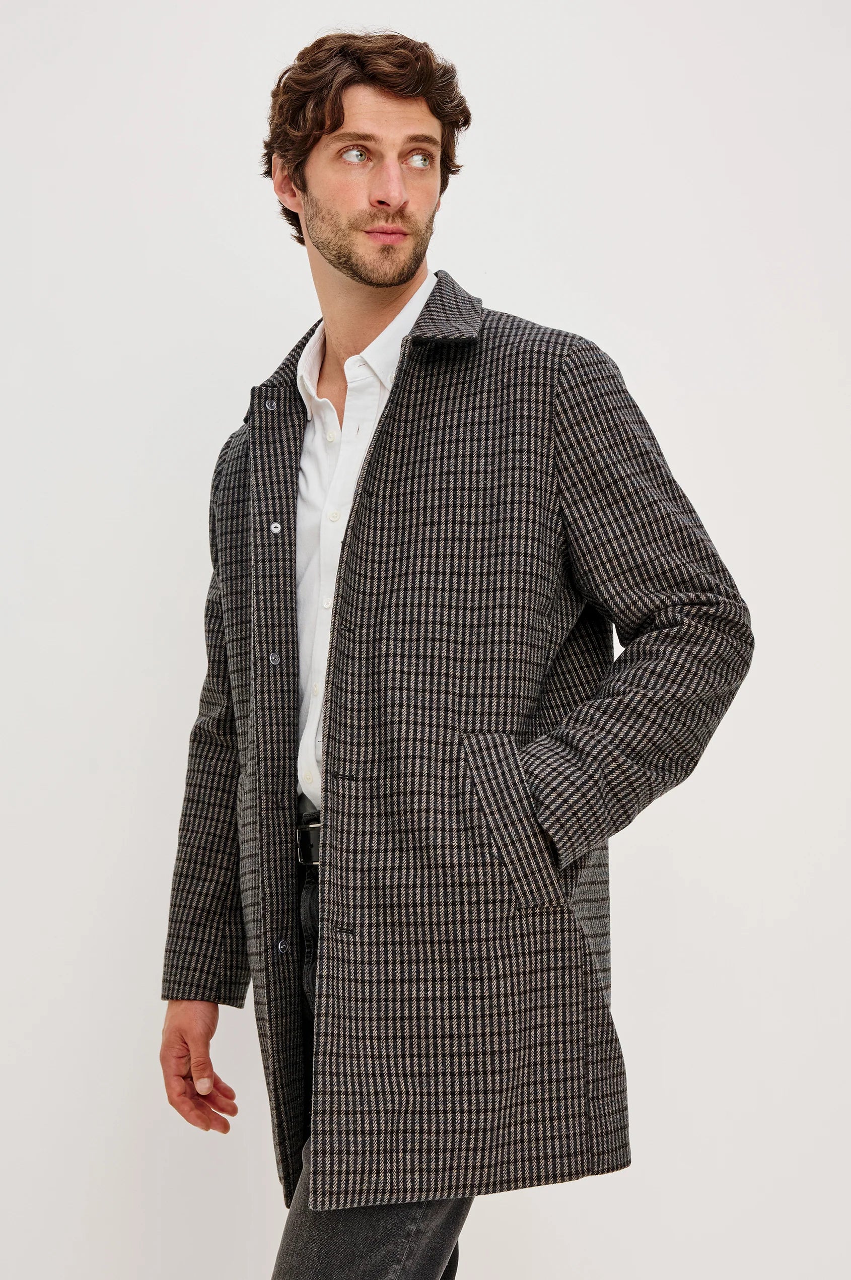 Hockney Overcoat Grey Check Plaid