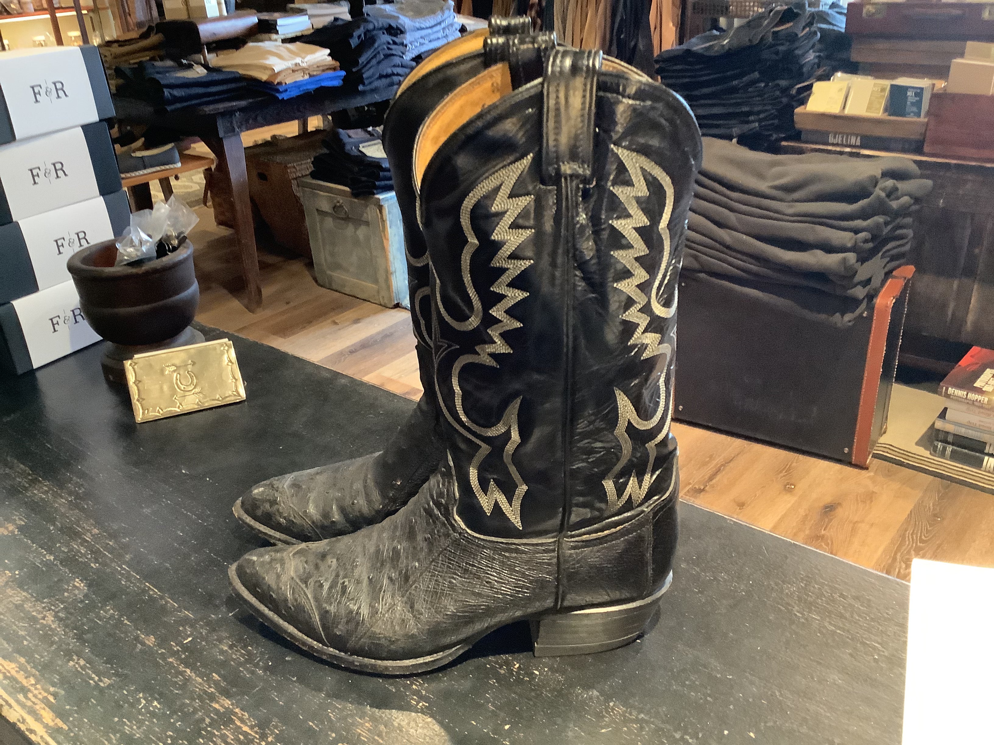 Tony Lama Black Cowboy Boots Size 9 EE