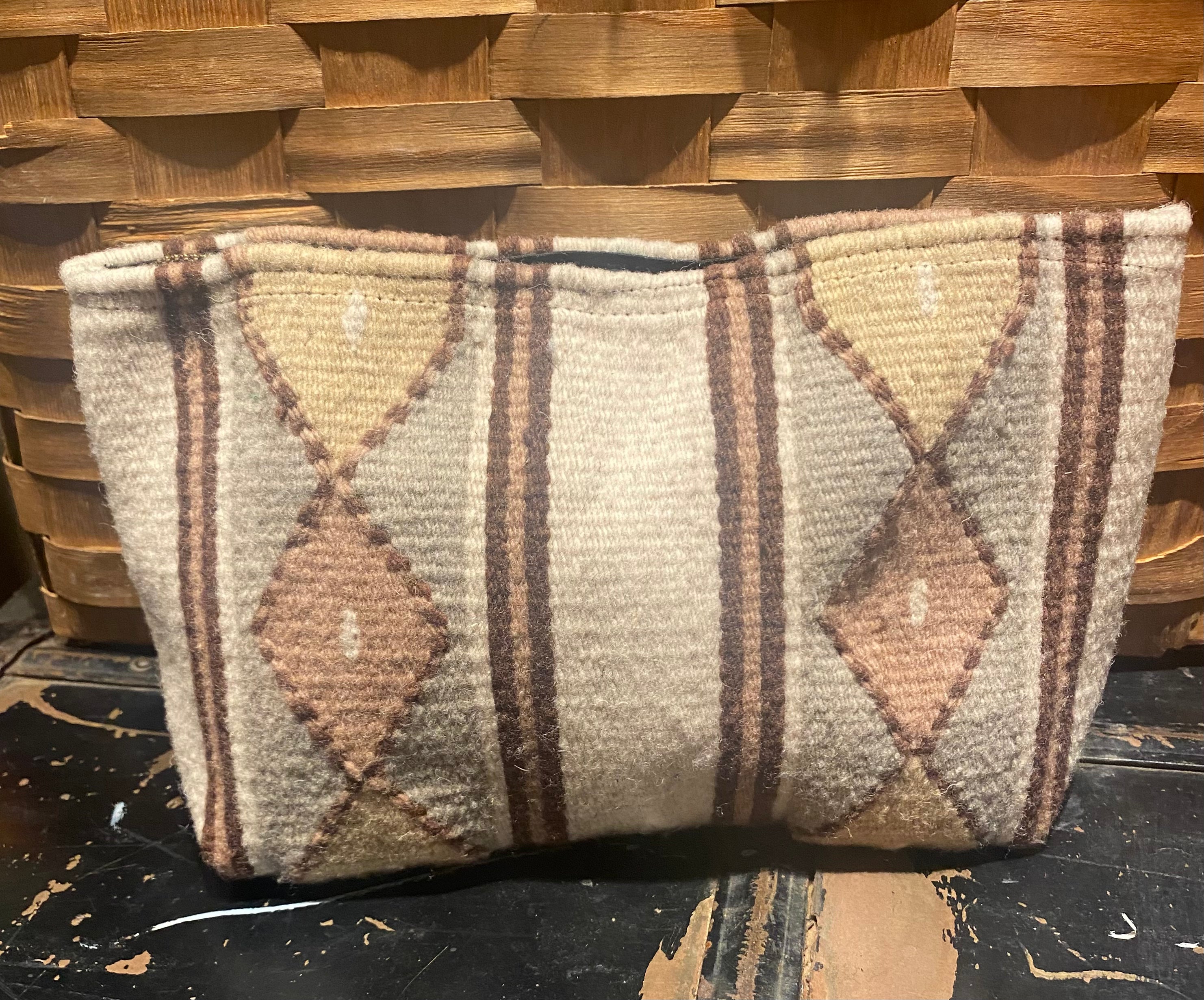 Artisan Made Beige Handwoven Wool Clutch