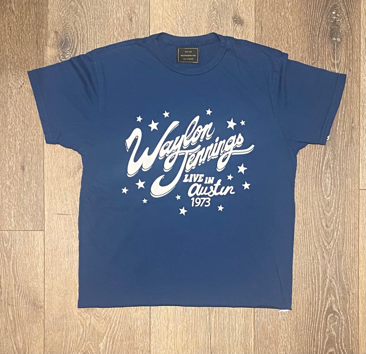 Waylon Jennings Live in Austin 1973 Blue T-Shirt