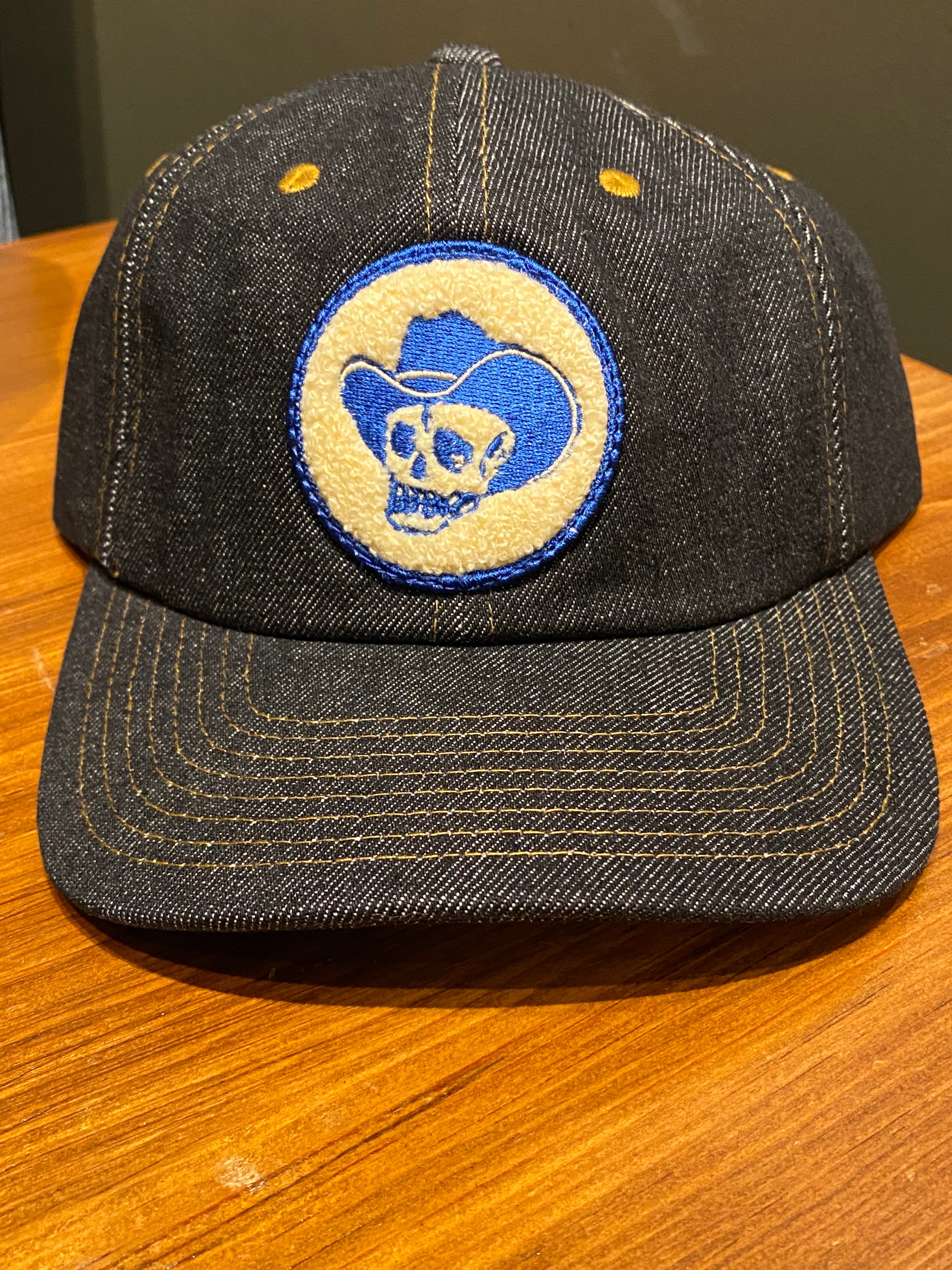 Denim 6-Panel Cap-Blue Bonehead Patch