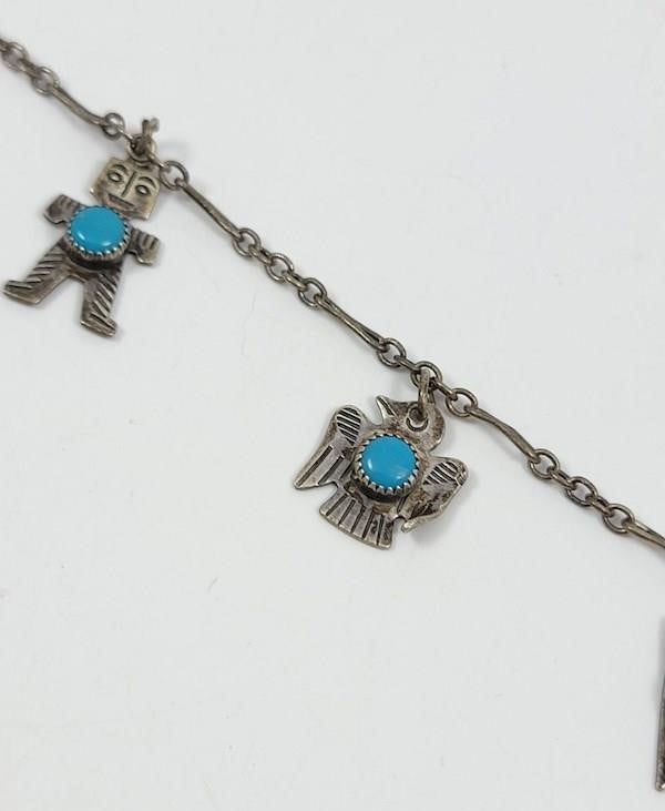 Sterling Silver Turquoise Charm Bracelet