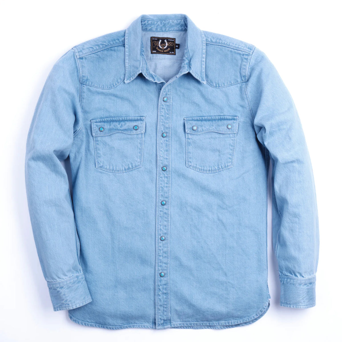 MODERN WESTERN 11 OUNCE BLEACHED WITH TURQUOISE SNAPS