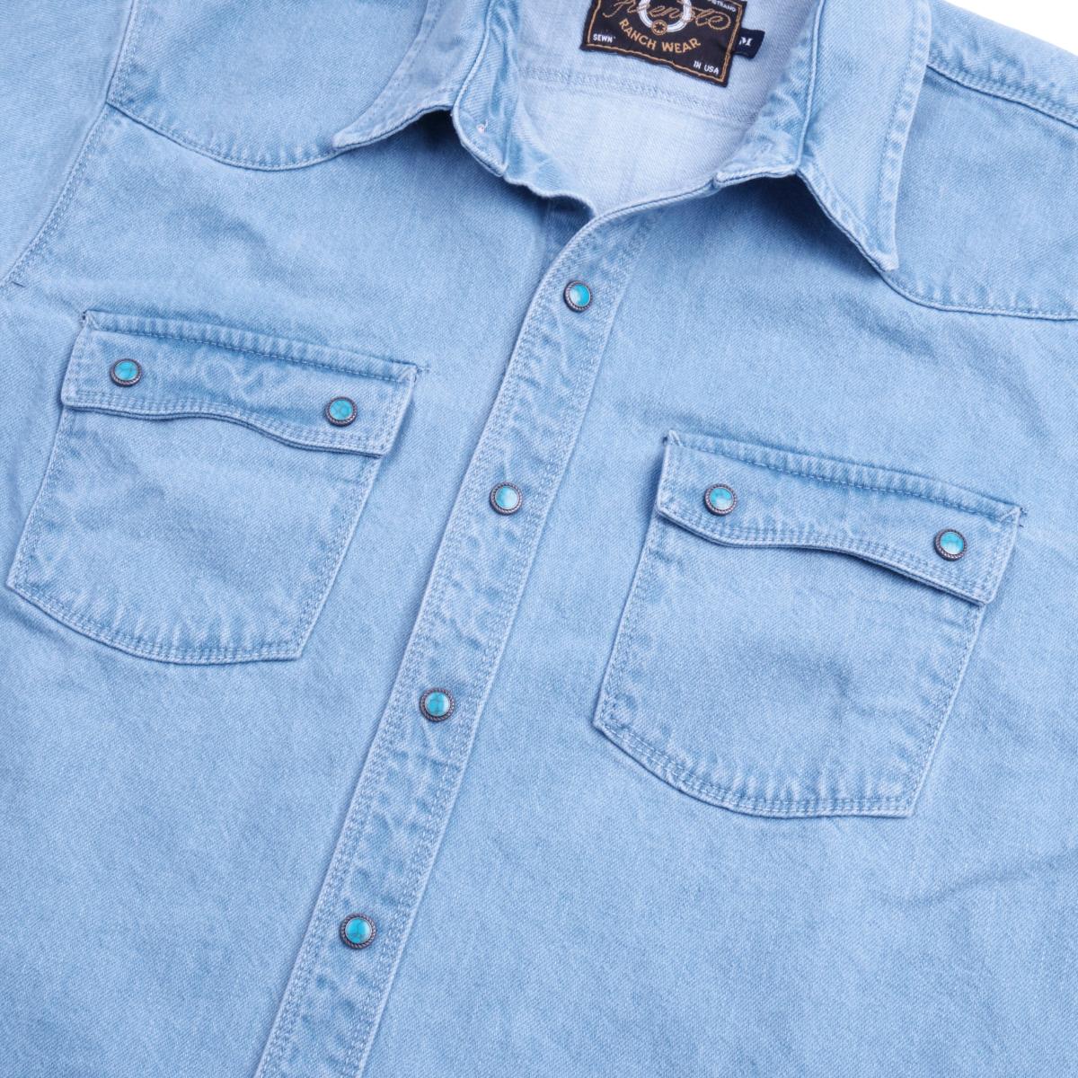 MODERN WESTERN 11 OUNCE BLEACHED WITH TURQUOISE SNAPS
