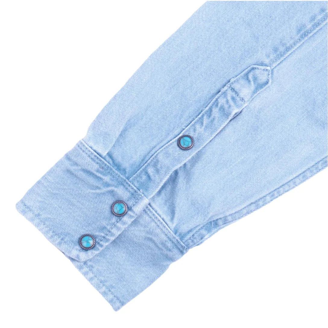 MODERN WESTERN 11 OUNCE BLEACHED WITH TURQUOISE SNAPS