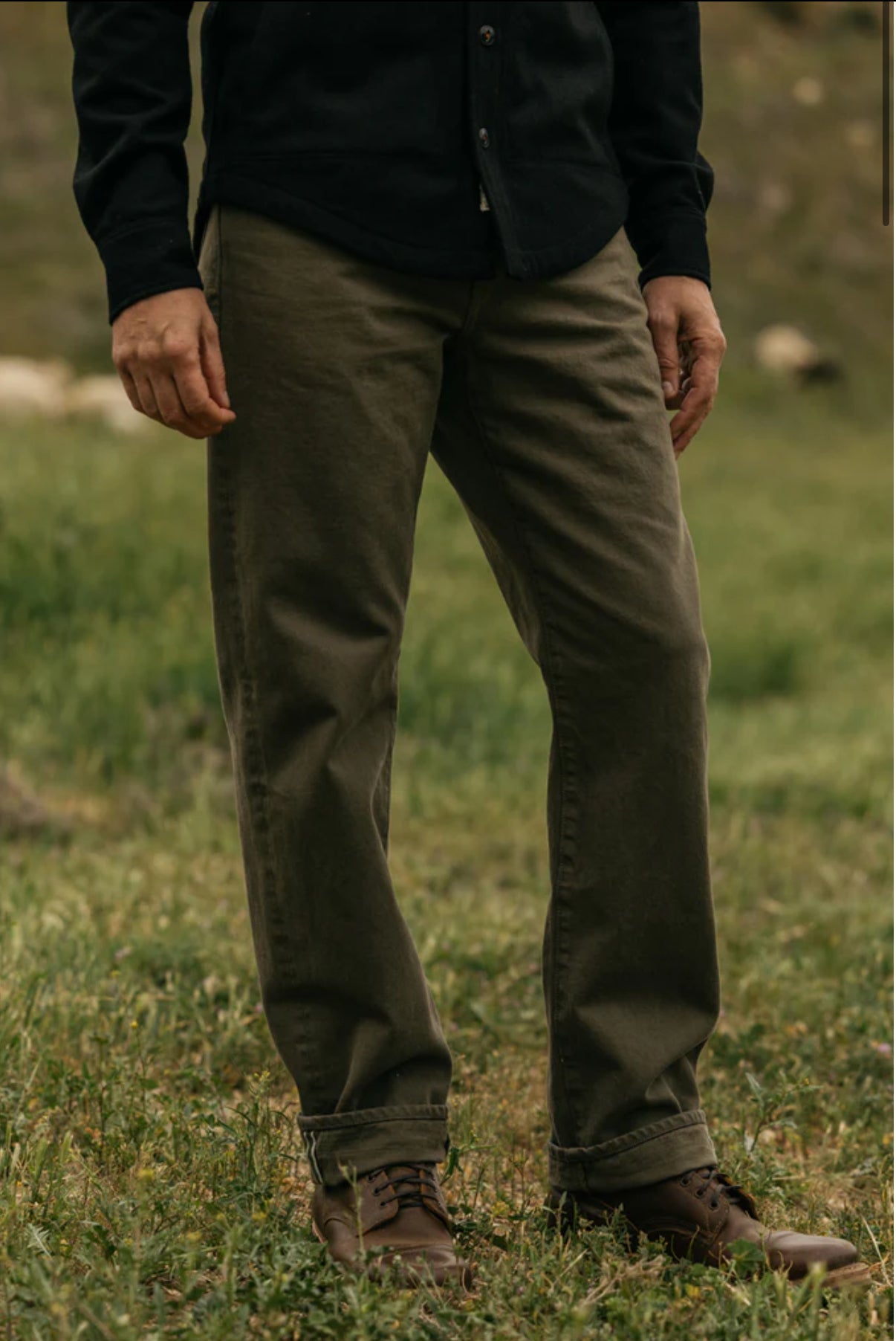 The Barrel Classic Straight Natural Slub - Military Green 14oz Selvedge