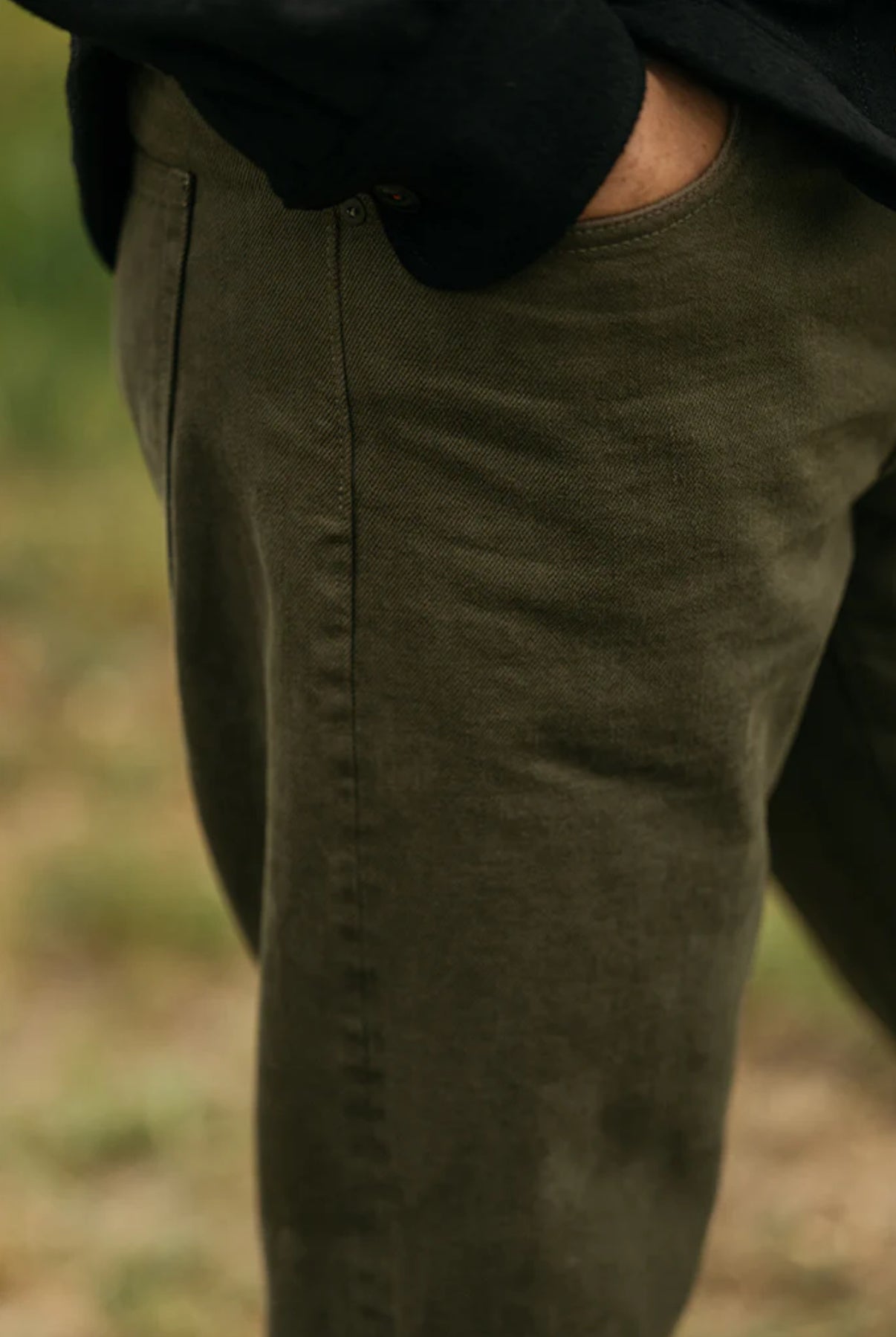 The Barrel Classic Straight Natural Slub - Military Green 14oz Selvedge