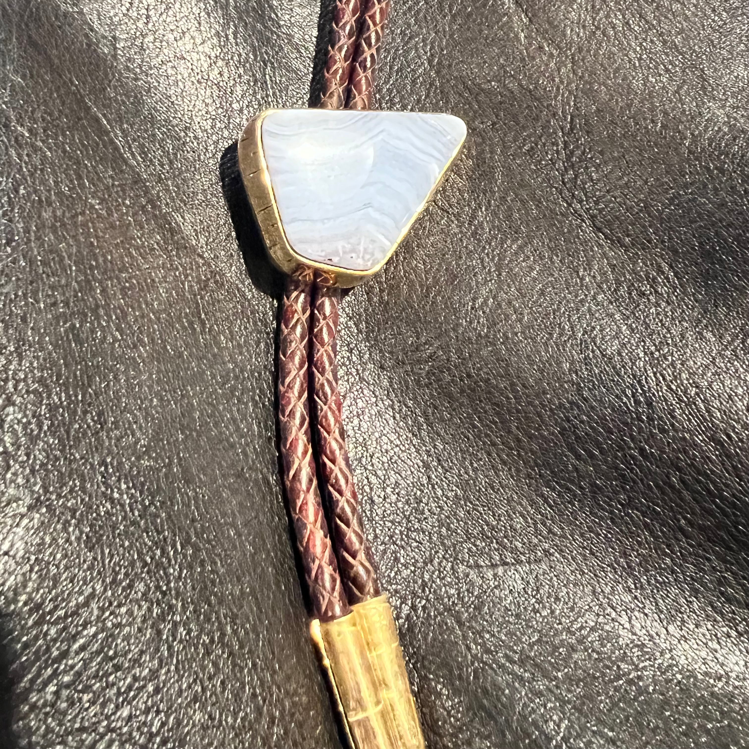 One of a Kind Blue Lace Agate Bolo Tie