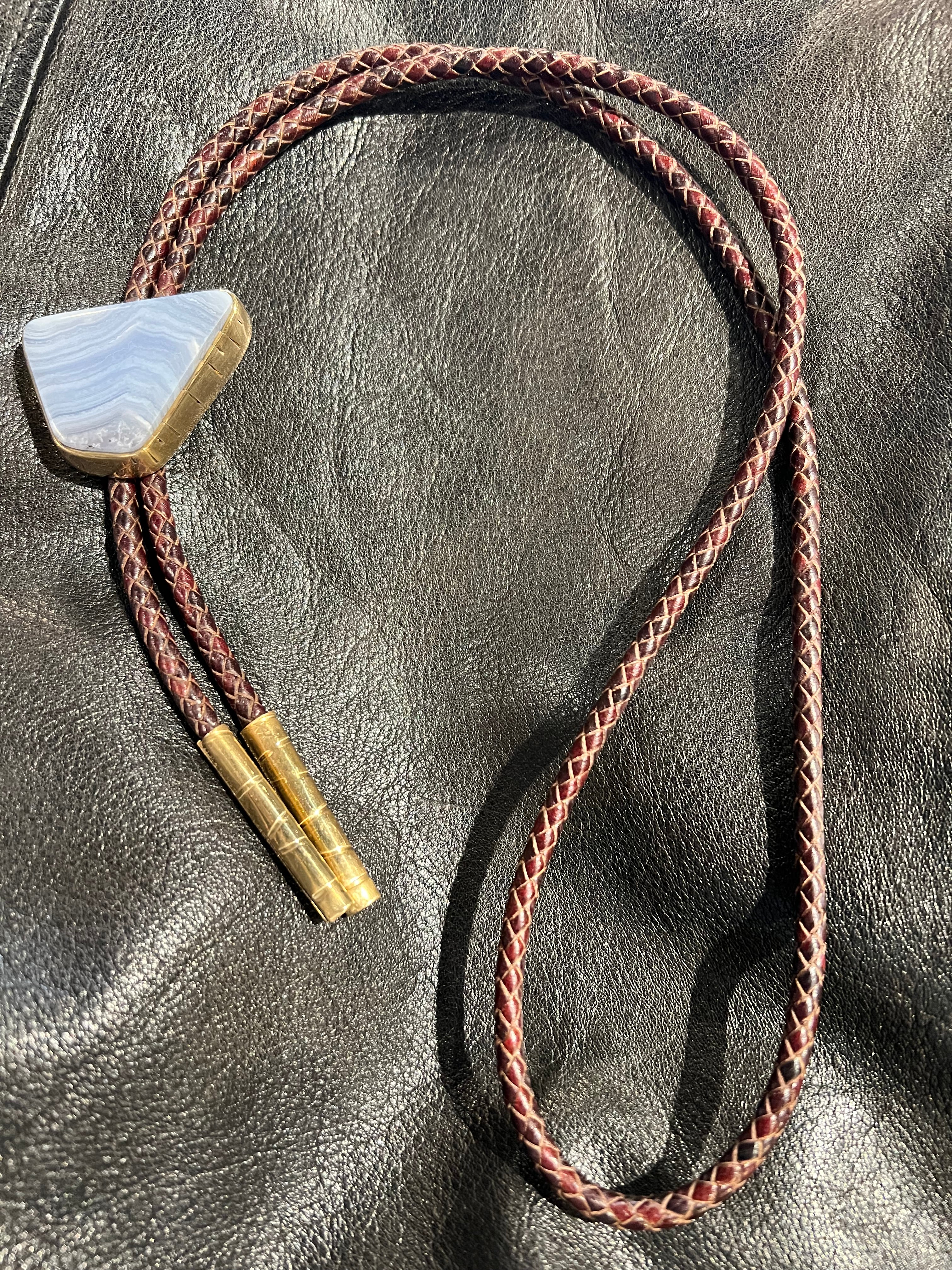 One of a Kind Blue Lace Agate Bolo Tie