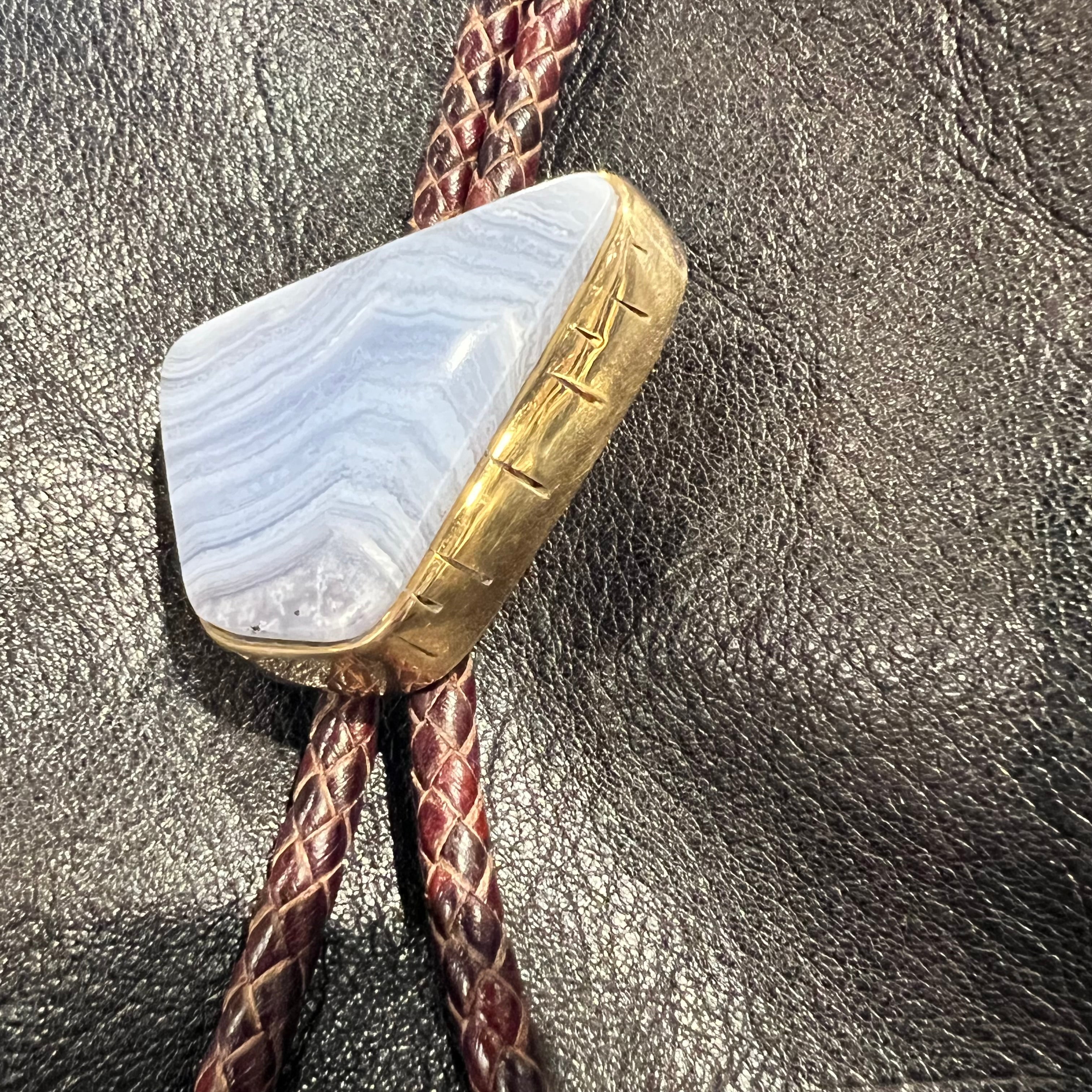 One of a Kind Blue Lace Agate Bolo Tie