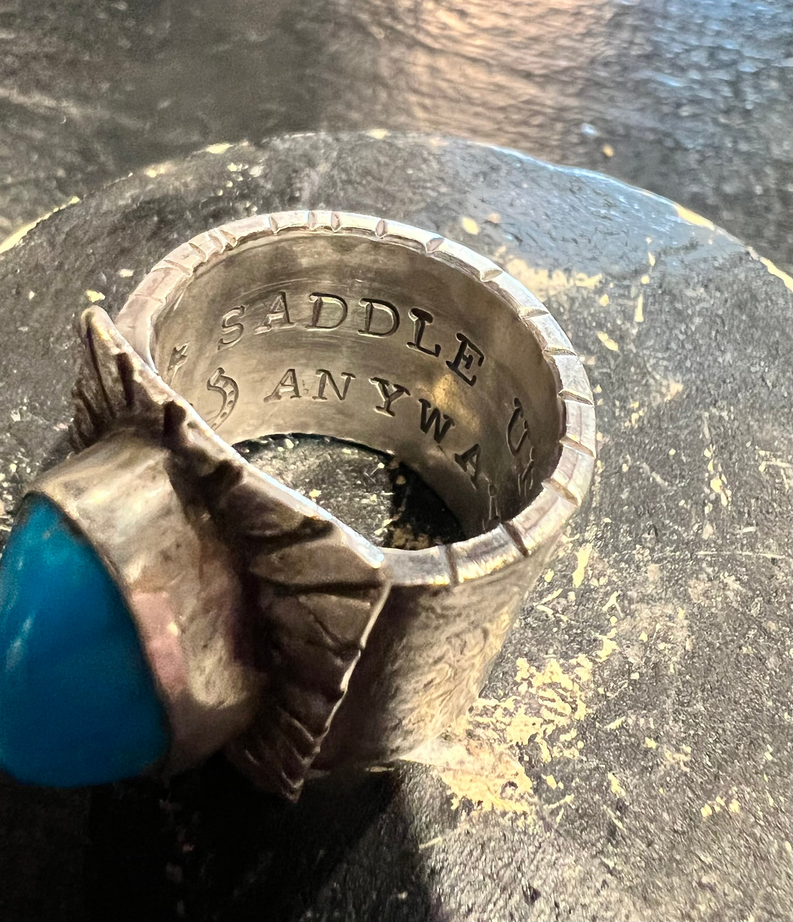 One of Kind Handmade Sterling and Turquoise Ring