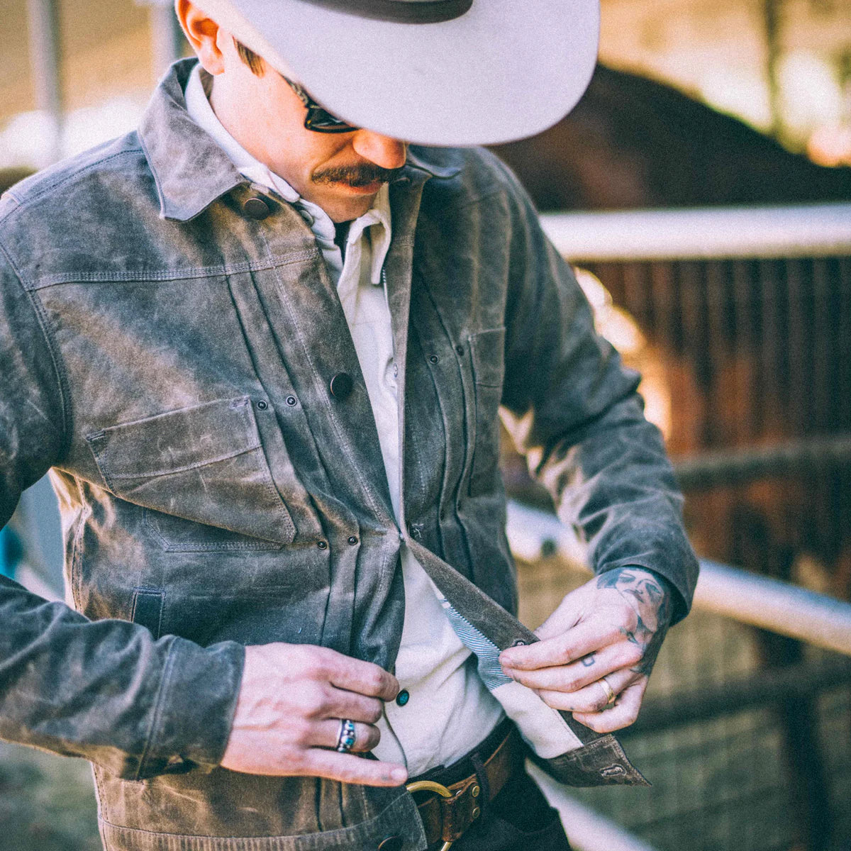 Riders Jacket Waxed Canvas Oak Buffalo