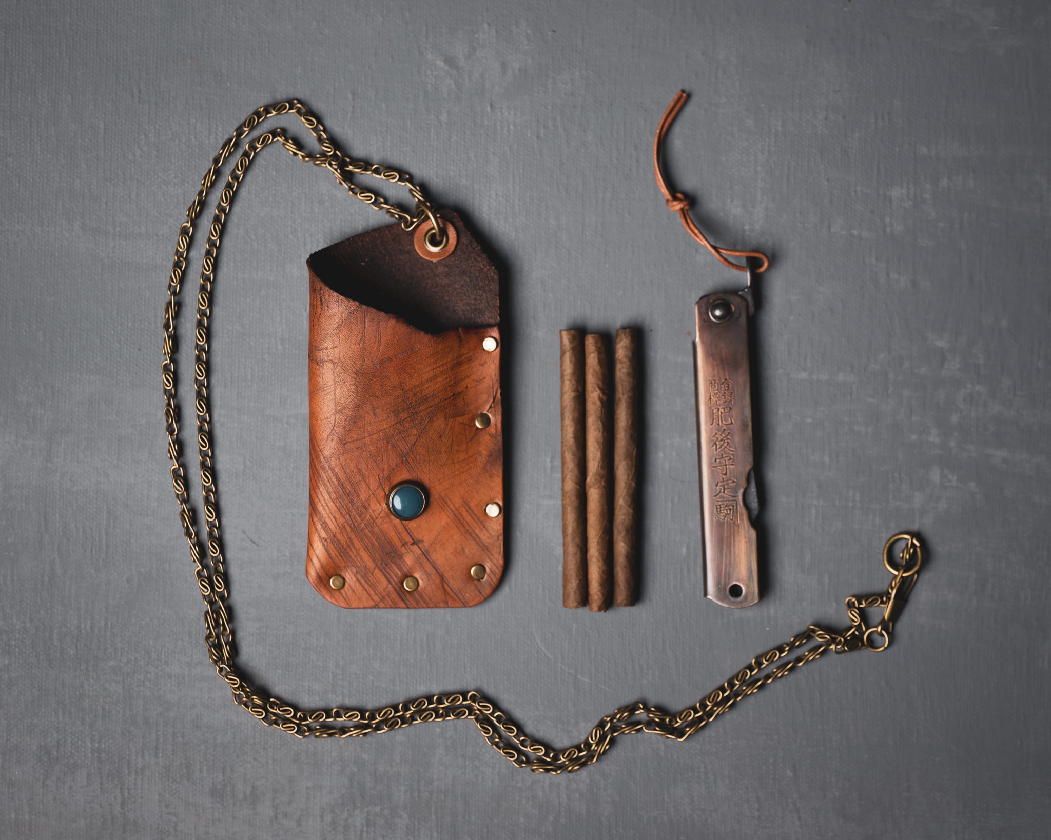 Custom Cave + Post Leather Pouch Necklace
