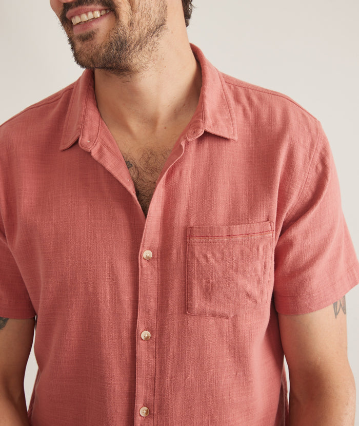 Stretch Selvage Short Sleeve Shirt - Rust