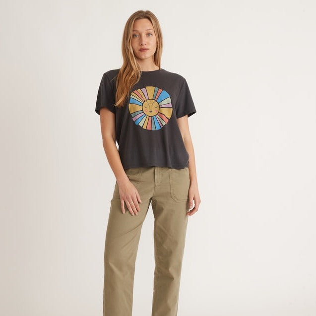 Re-Spun Crop Graphic Tee in Washed Black