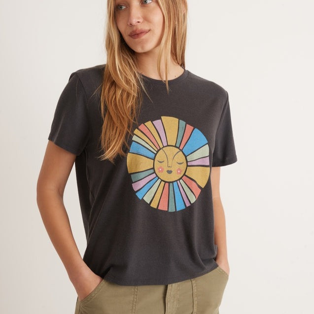Re-Spun Crop Graphic Tee in Washed Black