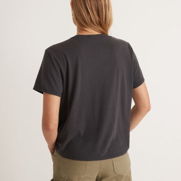 Re-Spun Crop Graphic Tee in Washed Black