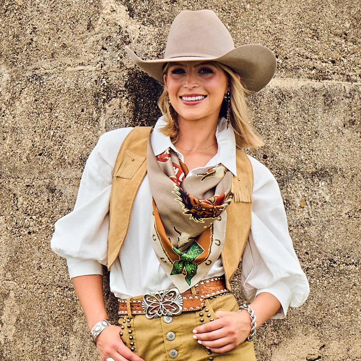 RIDE 'EM COWBOY - LONG TALL SCARF - BROWN