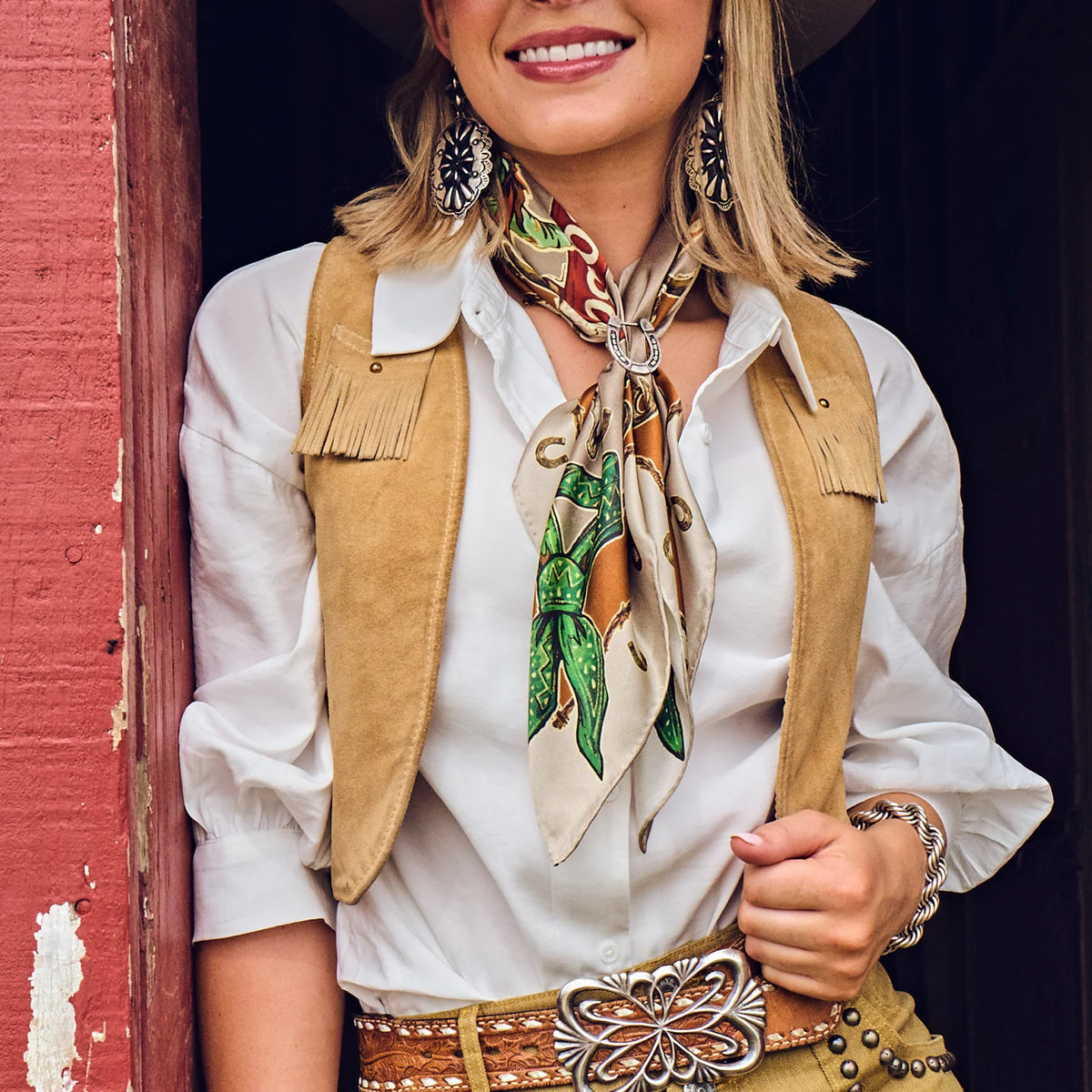 RIDE 'EM COWBOY - LONG TALL SCARF - BROWN