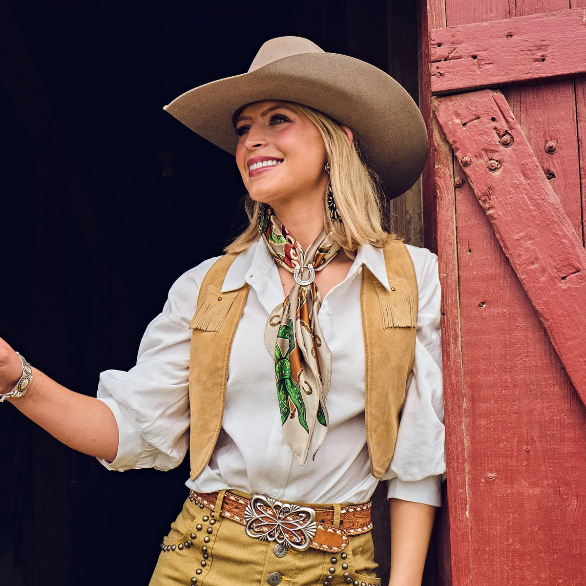 RIDE 'EM COWBOY - LONG TALL SCARF - BROWN