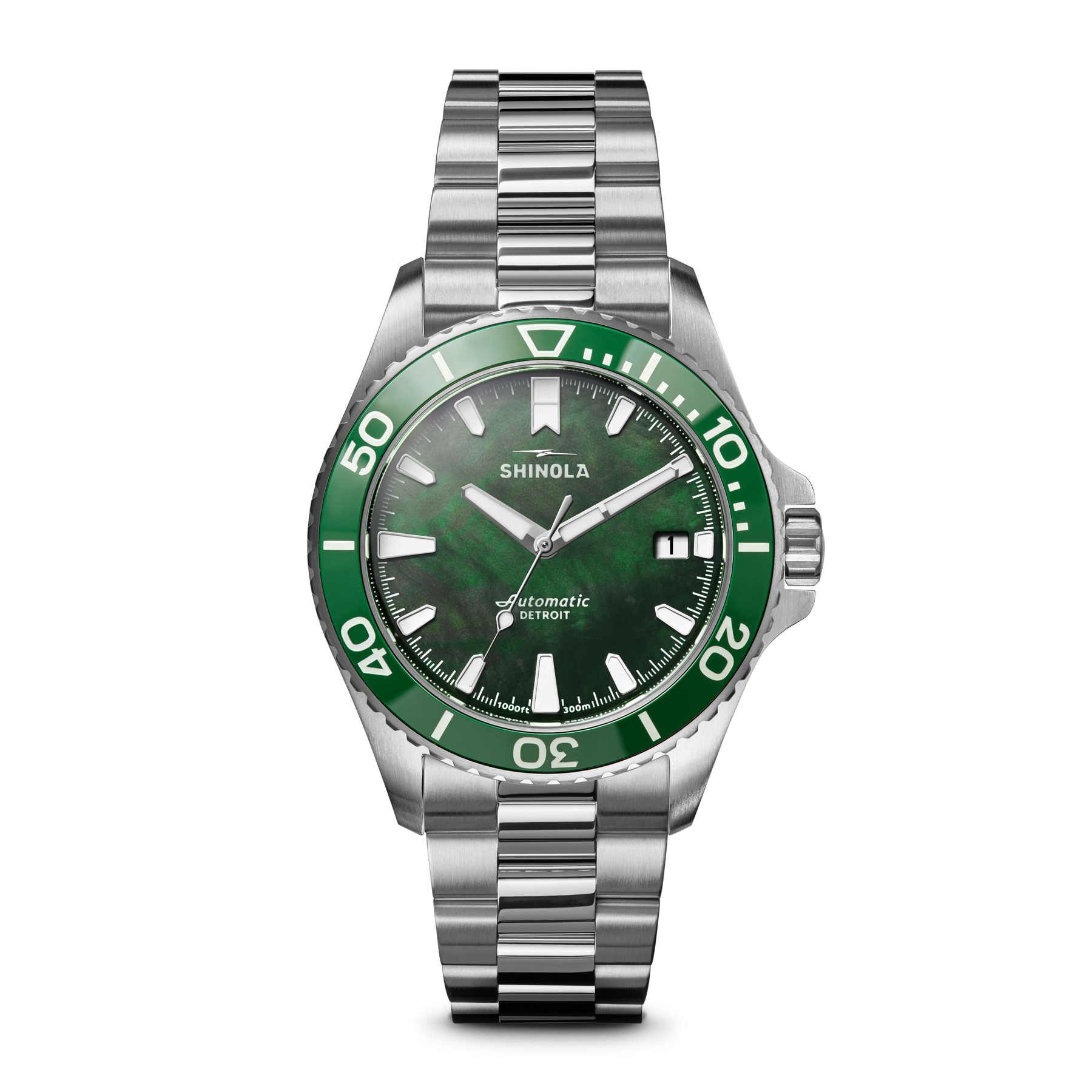 Shinola Monster Automatic Dive 39mm-Lake Ontario Green Mother of Pearl