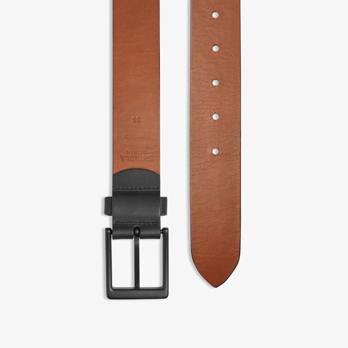 LIGHTNING BOLT KEEPER BELT - BLACK NATURAL LEATHER