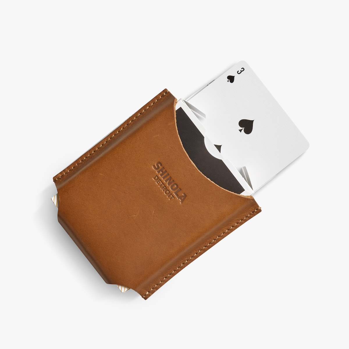 PLAYING CARDS IN LEATHER SLEEVE
